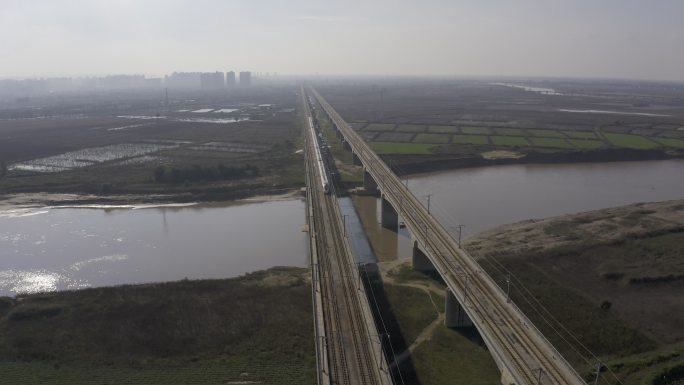 4K-log原素材-动车渭南铁路桥