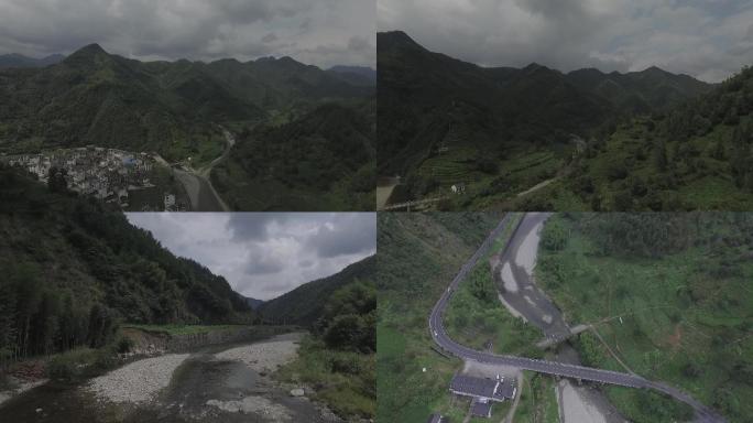 皖南山区村庄公路溪流