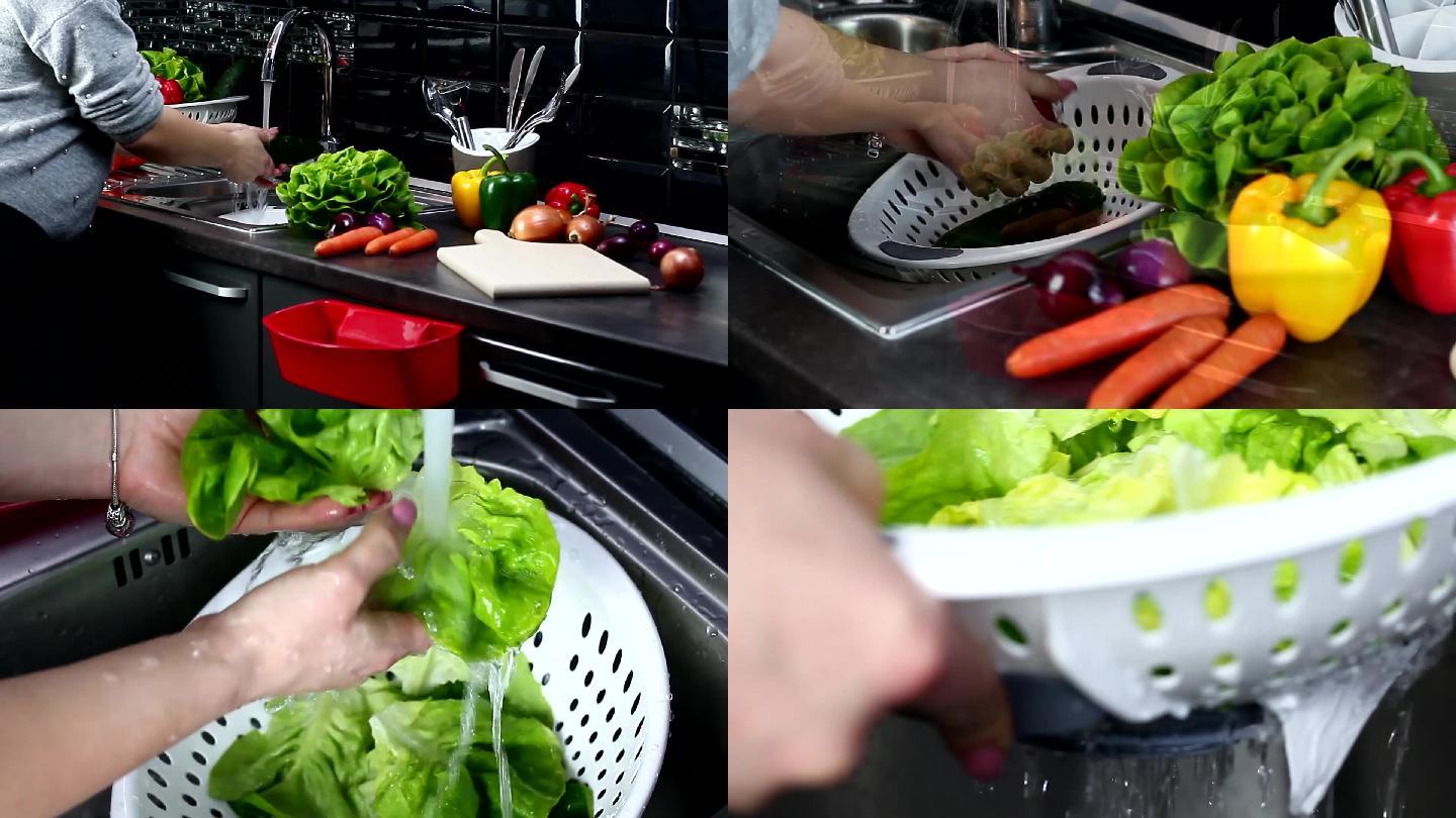 果蔬清洗蔬菜高清实拍厨房