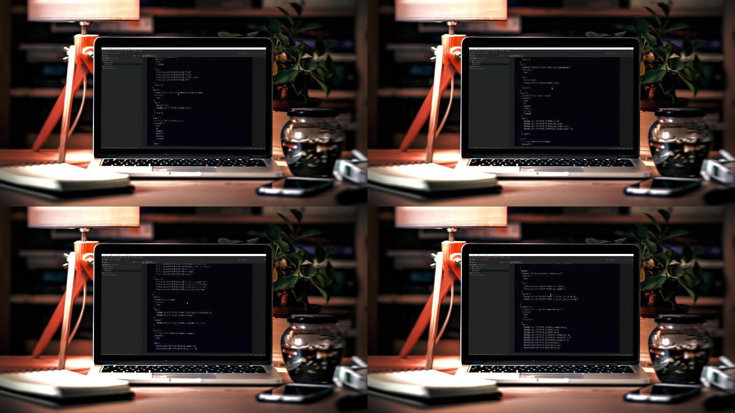 4k办公场景电脑屏幕代码编写视频素材