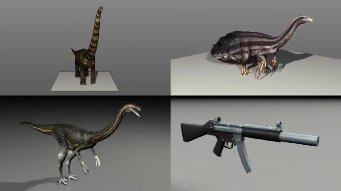 侏罗纪恐龙远古枪支影视C4D工程模型