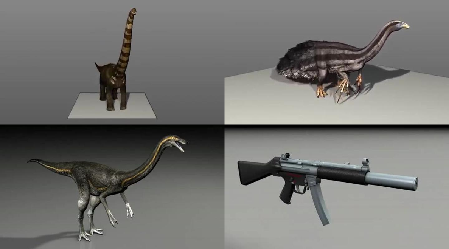 侏罗纪恐龙远古枪支影视C4D工程模型