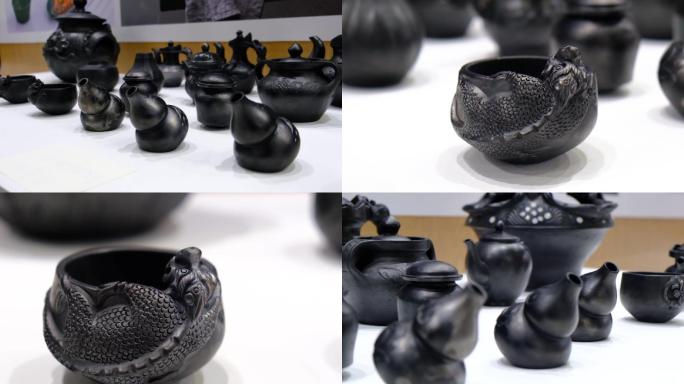 黑陶陶罐陶制品雕刻艺术品陶器