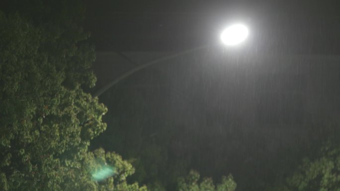 夜晚下雨街道警示片空境