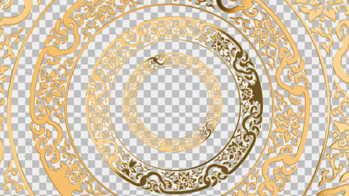 中国风金色圆形古典花纹旋转视频