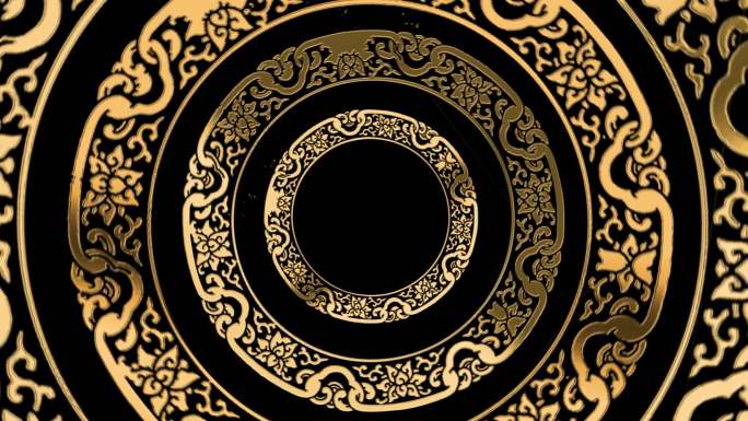 中国风金色圆形古典花纹旋转视频