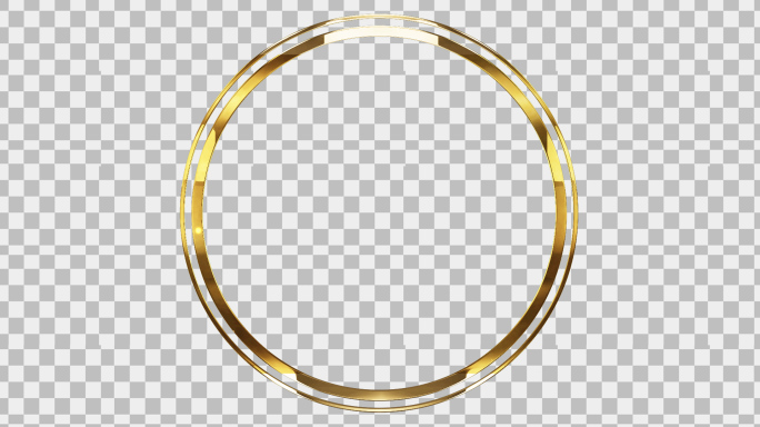 金色圆环圆形质感边框透明通道