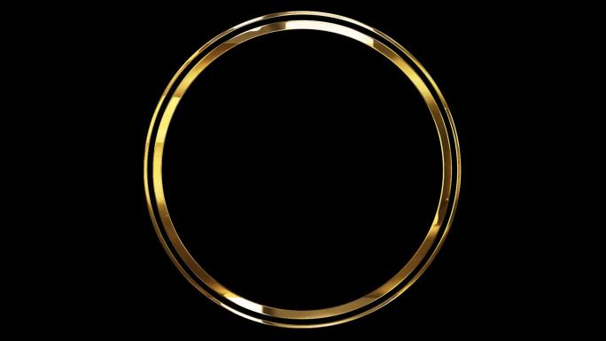 金色圆环圆形质感边框透明通道