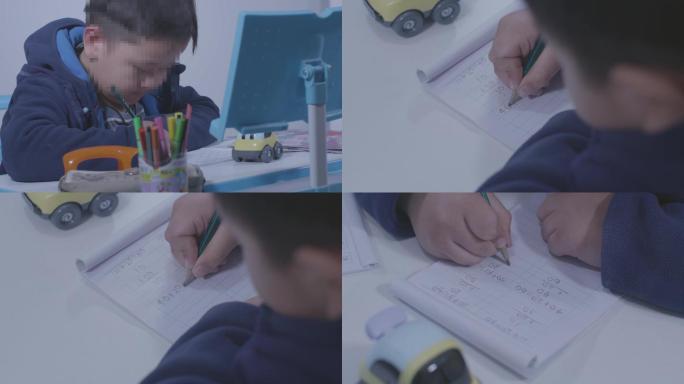 4K幼儿园小学生写家庭作业视频素材