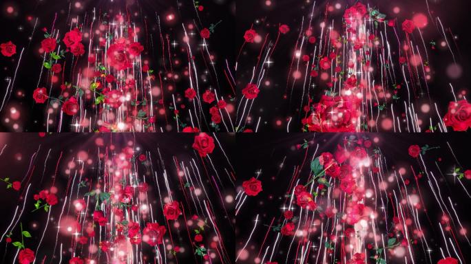 4K浪漫唯美红玫瑰上升舞台背景
