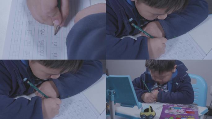 4K幼儿园小学生写家庭作业视频素材