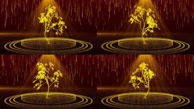 4K金色粒子树旋转视频素材