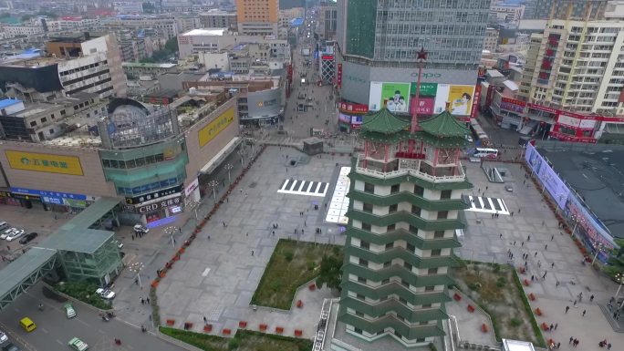 河南郑州二七纪念塔航拍旅游宣传