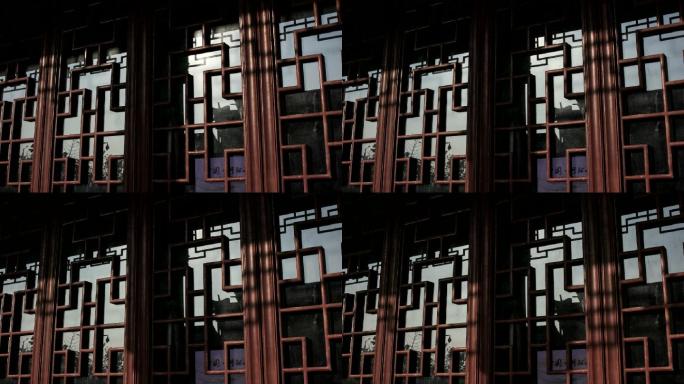 原创江南古建木质窗户光影投影变化延时摄影
