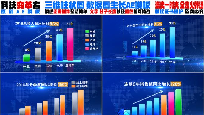 8款高端数据图柱状图分析图表--无需插件