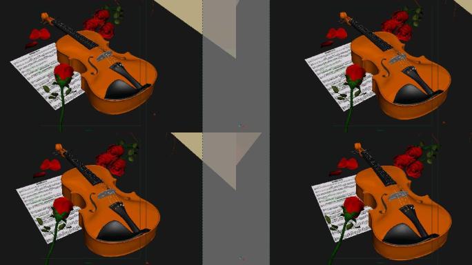 小提琴玫瑰花3D模型