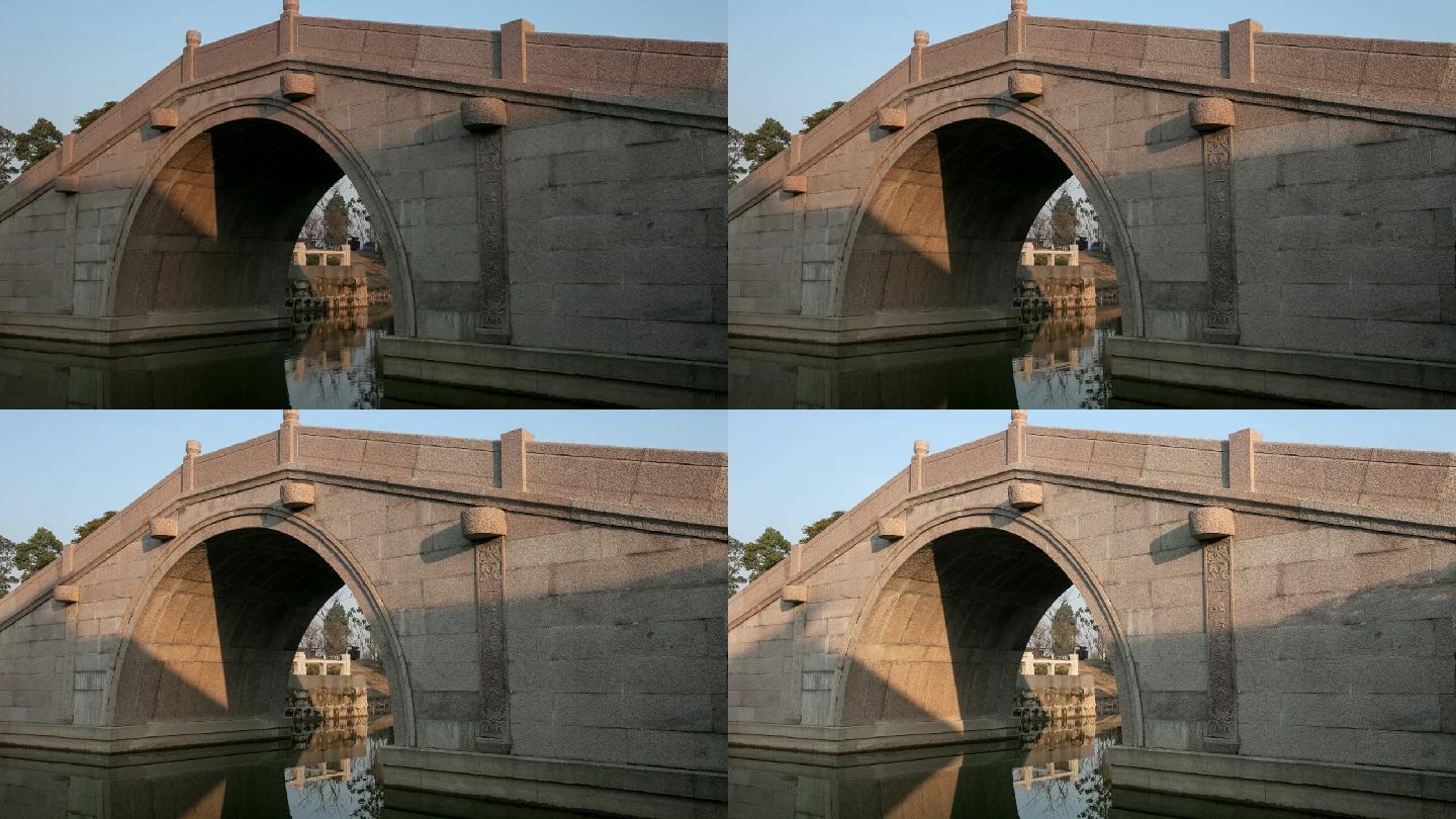 原创江南古建筑水面石桥延时摄影