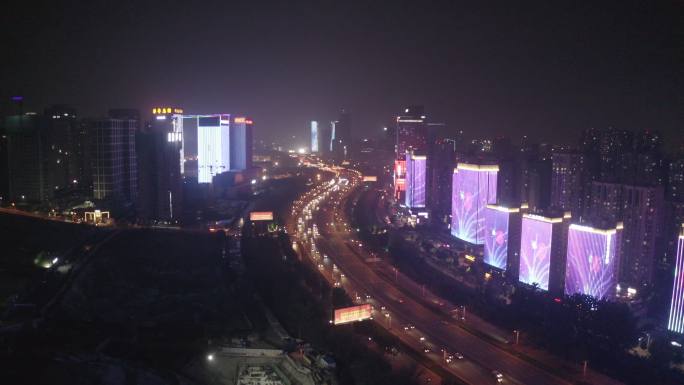 4kD-log济南经十路汉峪金谷城市夜景
