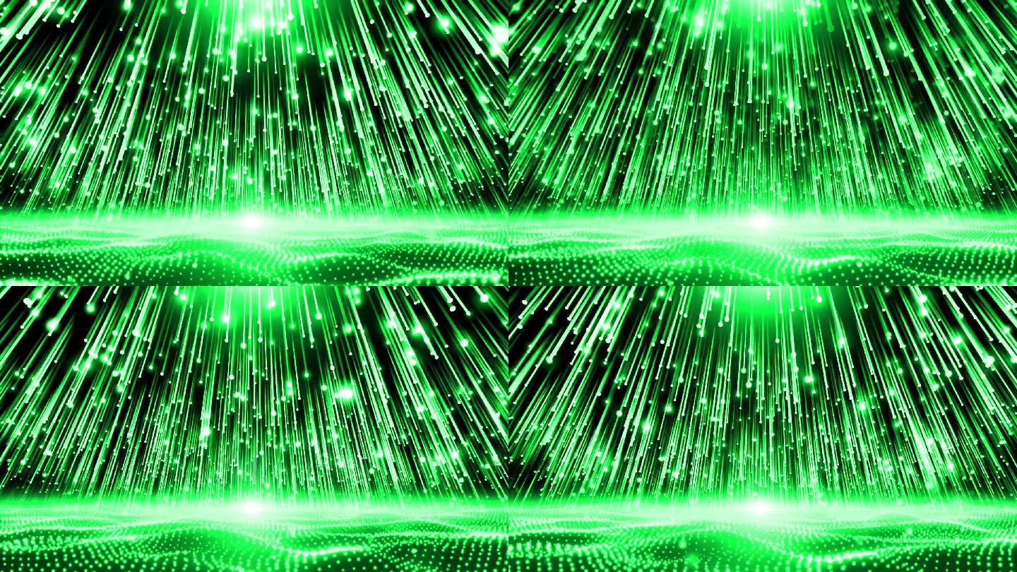 绿色粒子波浪射线