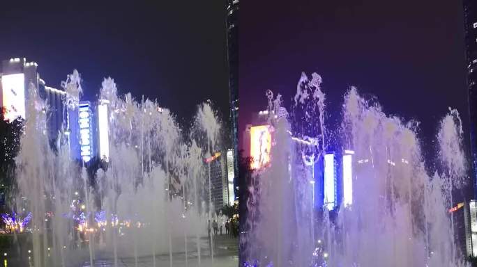 城市广场喷泉夜景