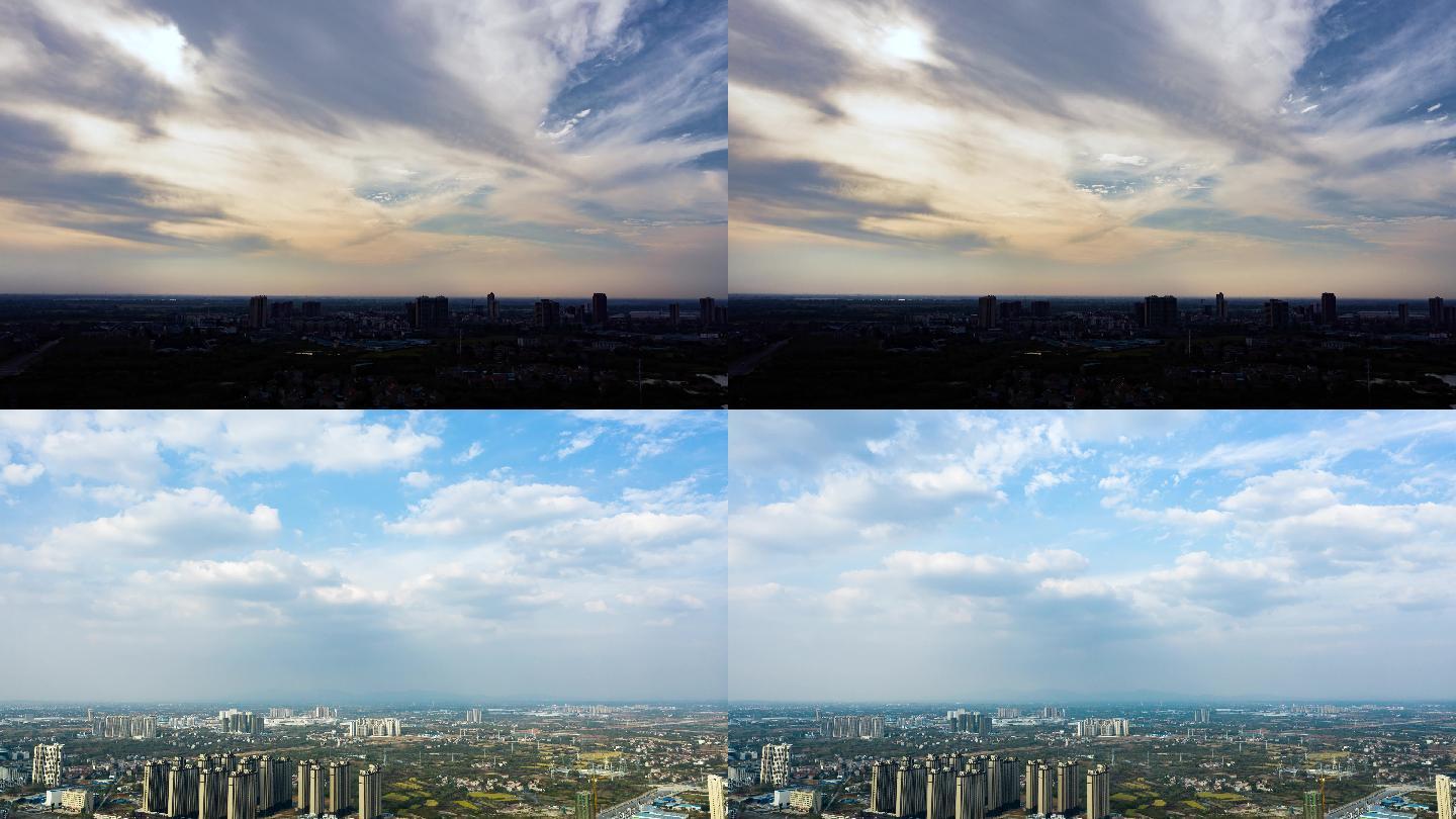 4k航拍俯瞰工业城市建筑天空风光延时