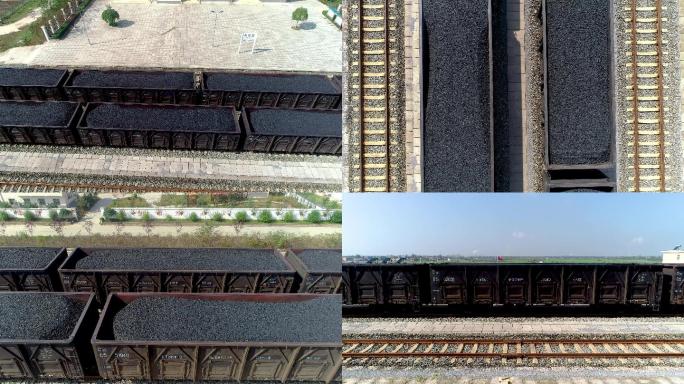 运输煤炭的列车4K航拍
