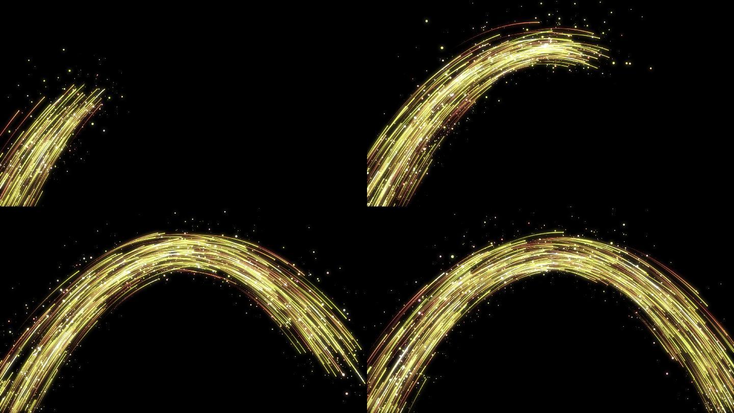 黄金粒子光斑拱门流动线条