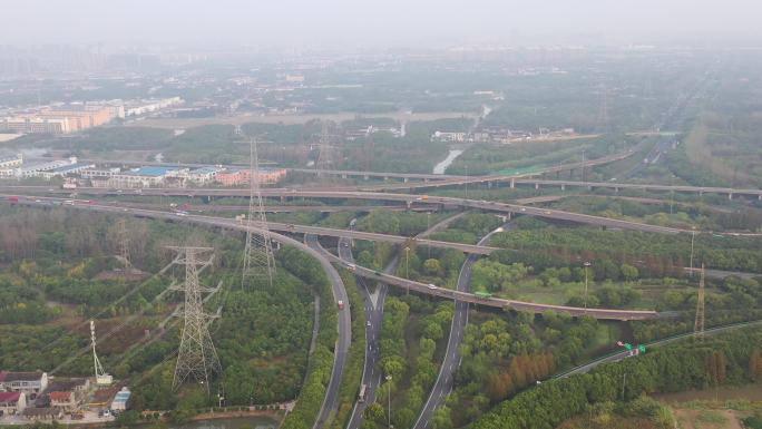 4K原素材-航拍上海城市交通