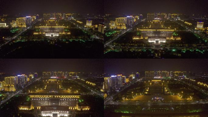 4K-原素材-安阳市政府夜景航拍