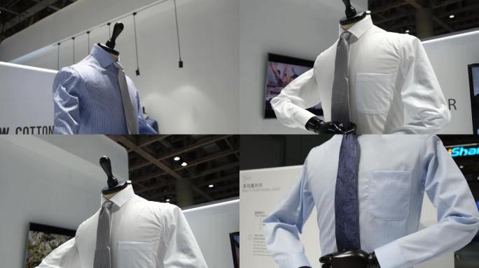 商场展厅内模特展示高档领带衬衫