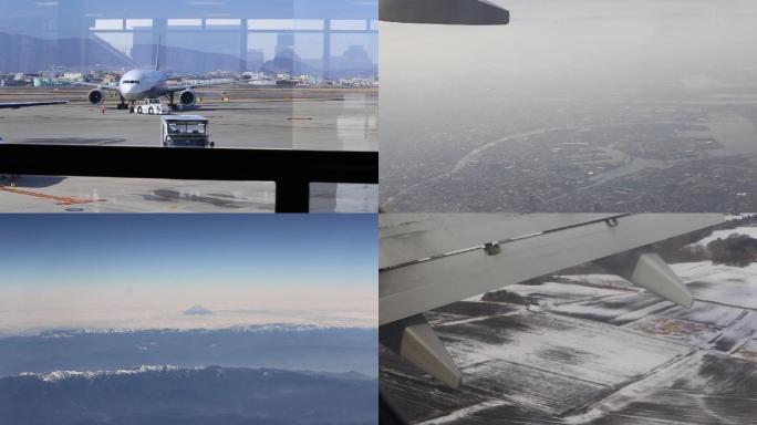 从大阪出发，飞机航拍富士山
