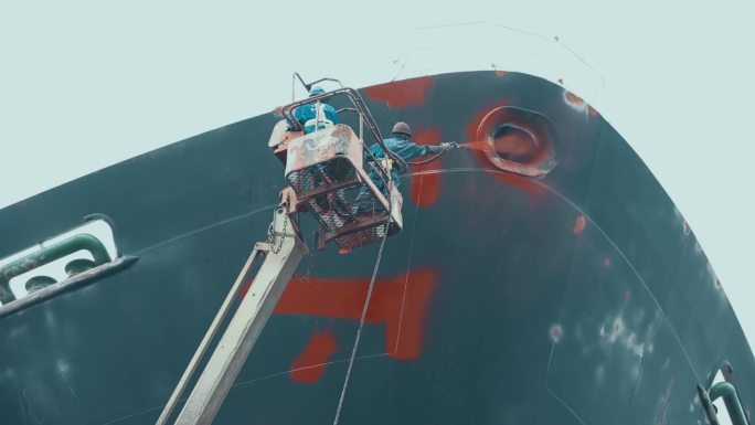 船厂视频中国南海大型造船修船企业修船喷漆