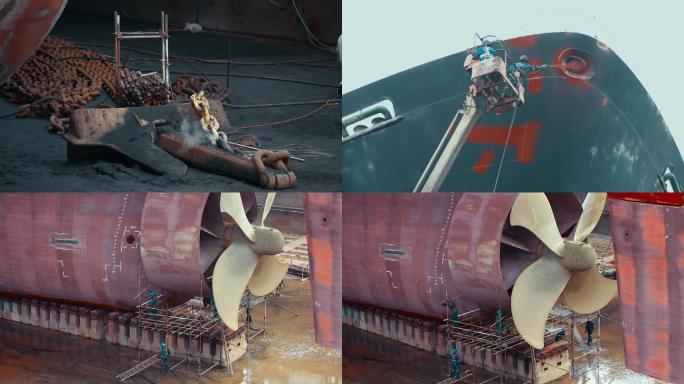 船厂视频中国南海大型造船修船企业修船喷漆
