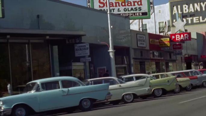 60年代美国繁荣繁华街道街景行人