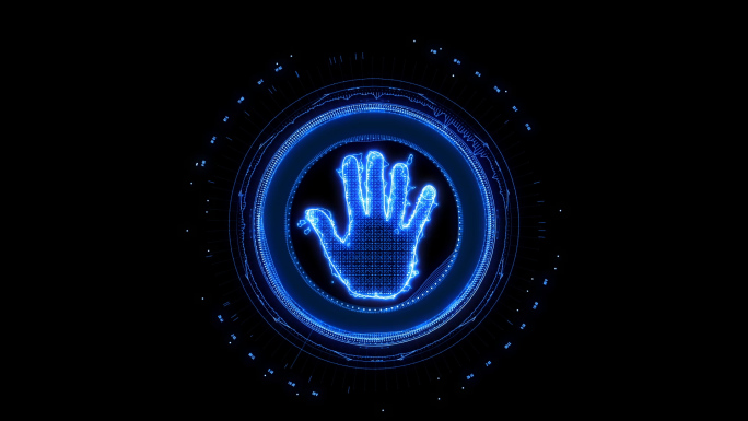 蓝色科技圆圈手掌手印视频素材