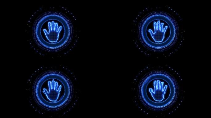 蓝色科技圆圈手掌手印视频素材