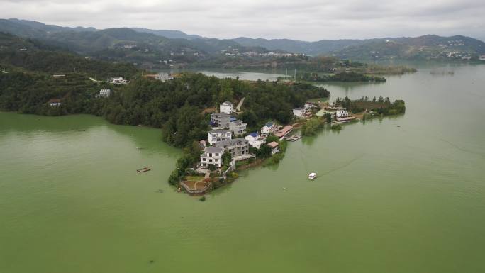 安康市汉滨区瀛湖航拍素材