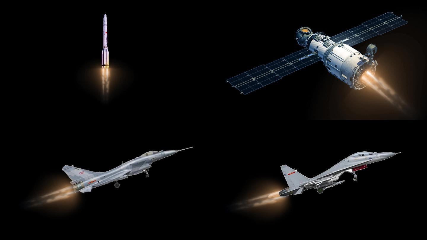 火箭飞行卫星战机通道视频素材