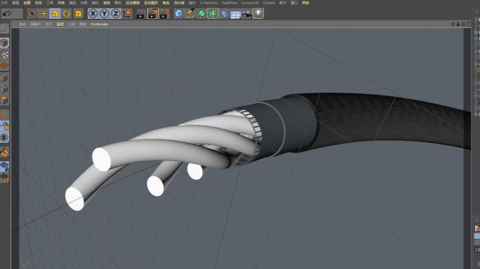 C4D科技感电线数据线耳机线动画