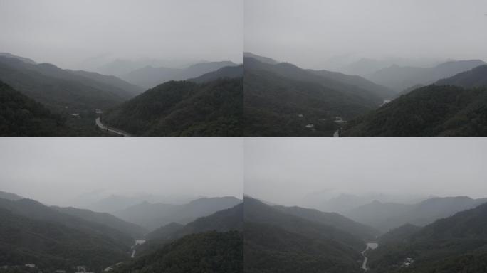 泰山雾绕群山神秘感航拍DLOG素材