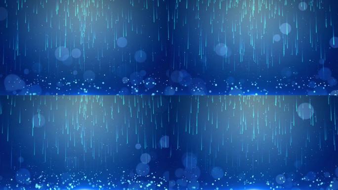 梦幻蓝色粒子雨背景循环