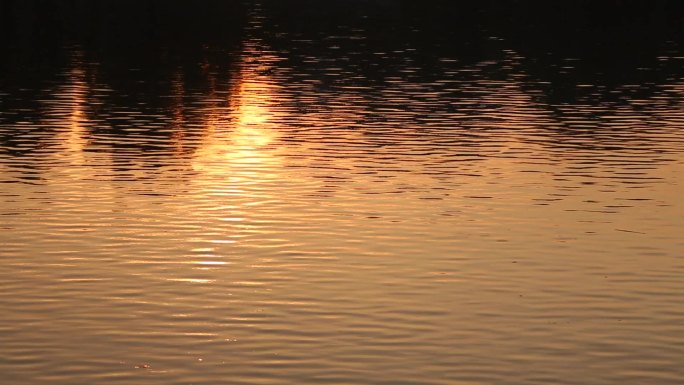 夕阳晚霞黄昏河道城市