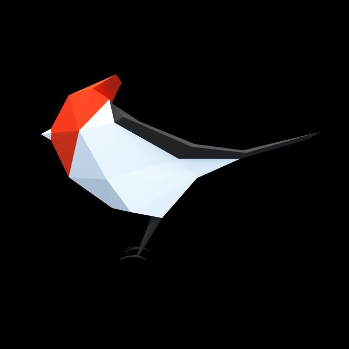 低多边形风格红色小鸟动画2（带透明通道）