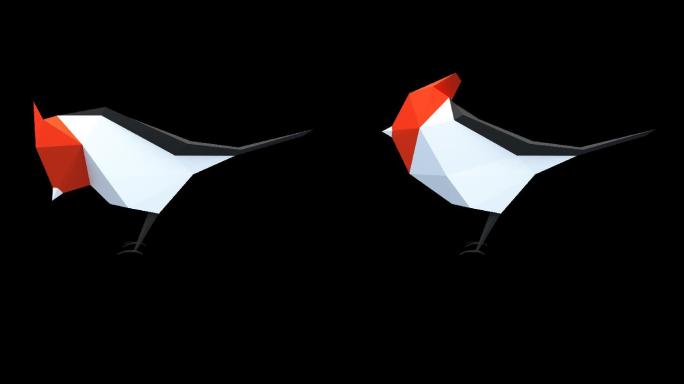 低多边形风格红色小鸟动画2（带透明通道）