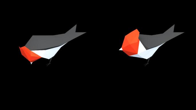 低多边形风格红色小鸟动画3（带透明通道）