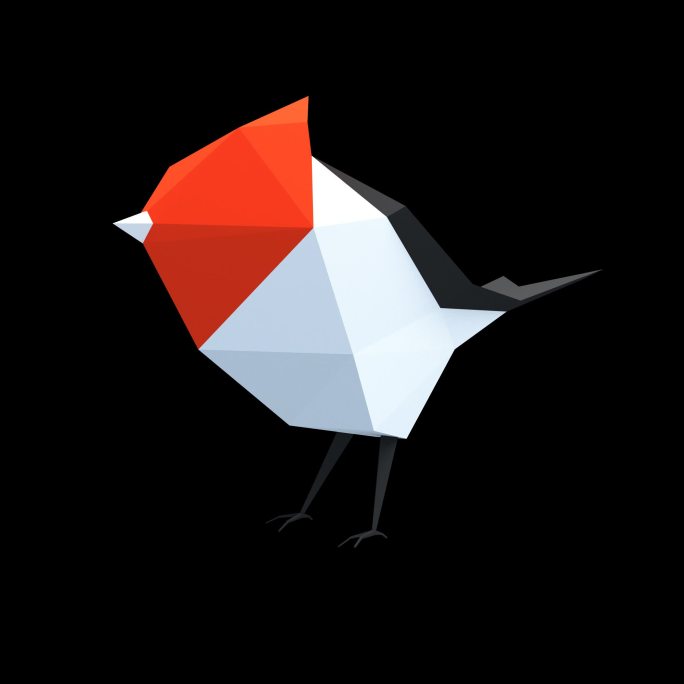 低多边形风格红色小鸟动画（带透明通道）