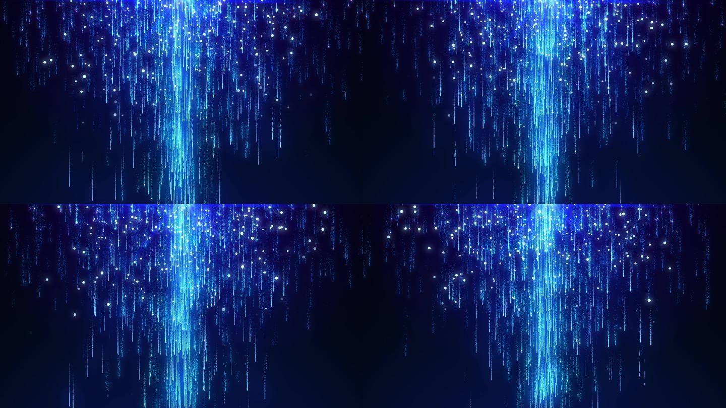 唯美蓝色粒子雨循环