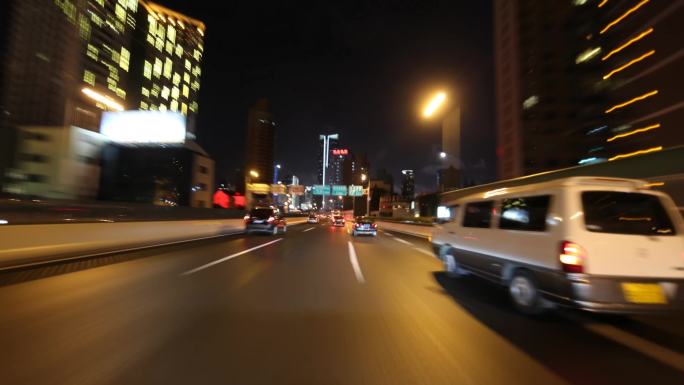 4k上海东方明珠城市晚景车流