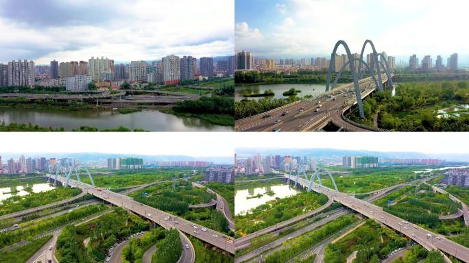 山西省太原市北中环桥航拍摄影4K