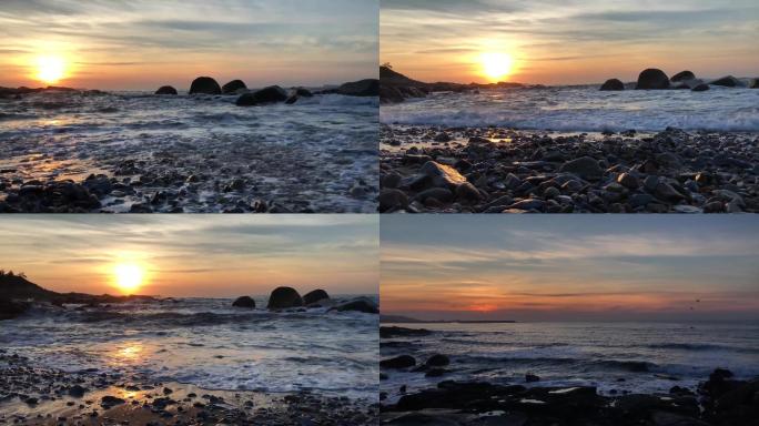 海边清晨日出海滩4K实拍素材